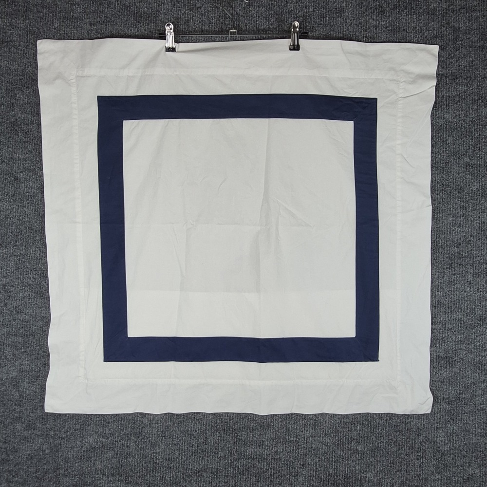 Sferra Estate Euro Sham Pillow ~ White / Navy Blue